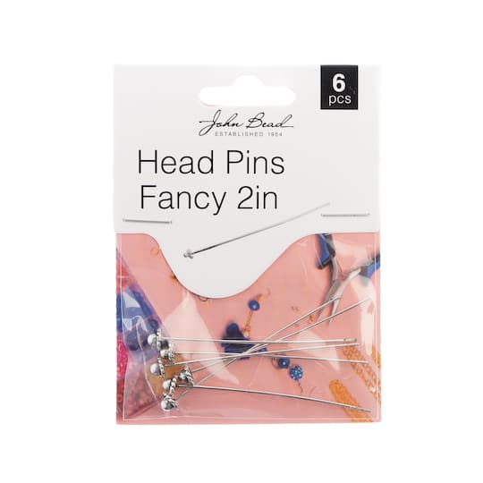 John Bead Must Have Findings 2&#x22; Fancy Head Pins, 6ct.